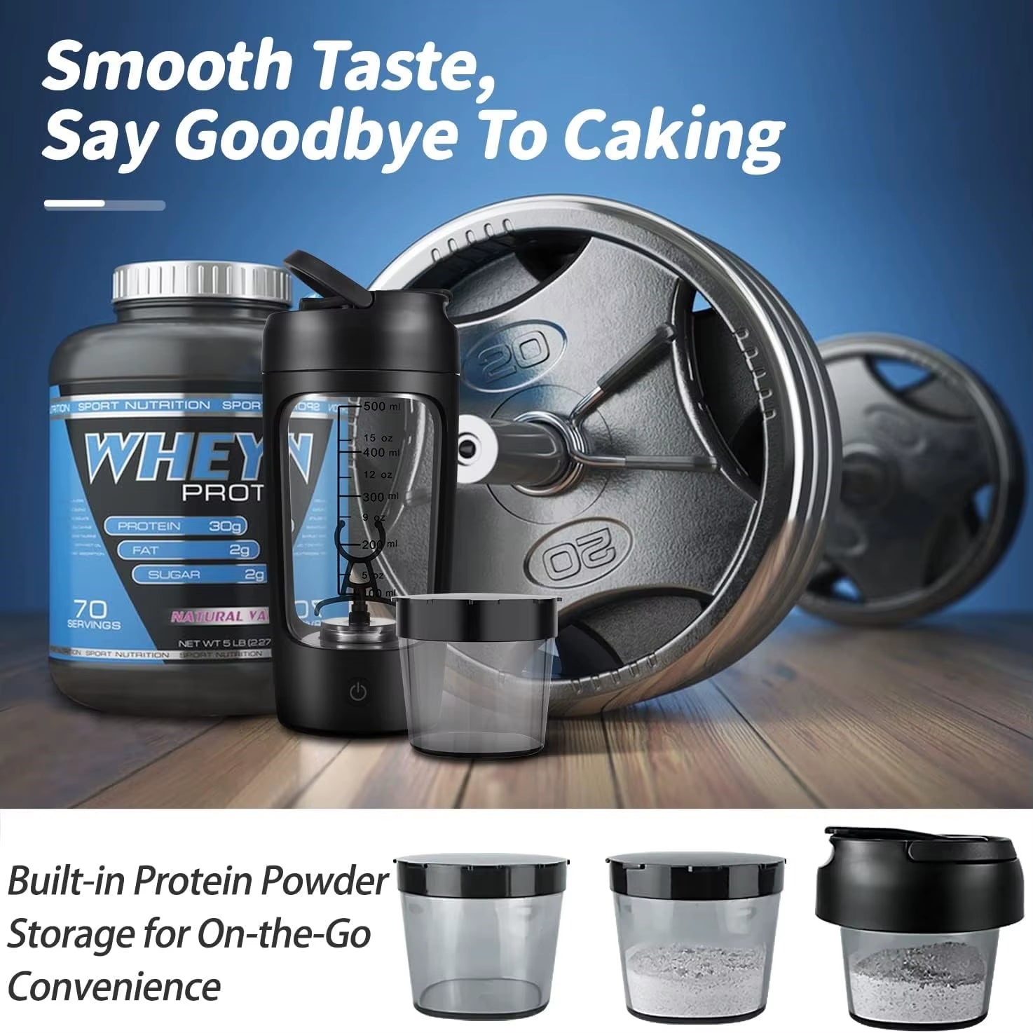 22Oz Electric Shaker Bottles for Protein Usb-Rechargeable Protein Shakes Powerful Blender Bottles for Protein Coffee Milk